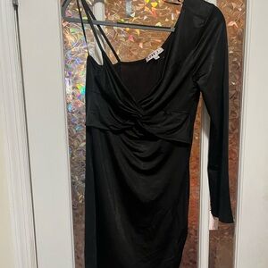 NWT Love J Black one shoulder long Sleeve Dress Size XL